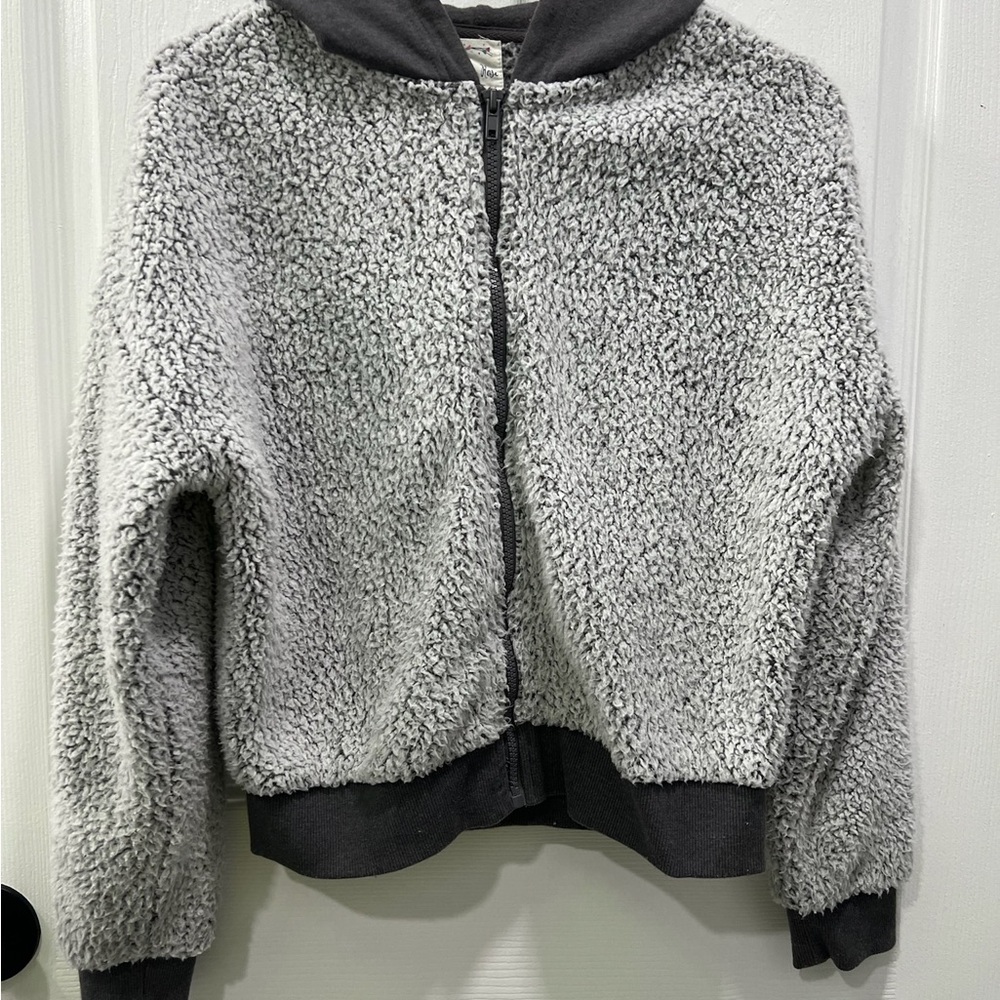 Hippie Rose Gray Sherpa Jacket